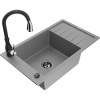 Mexen Elias granitový drez 1-komorový s odkvapkávačom a kuchynskou batériou Savita, sivý - 6511-71-672601-70-B Mexen Elias granitový drez 1-komorový s odkvapkávačom a kuchynskou batériou Savita, sivý - 6511-71-672601-70-B