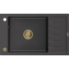 Mexen Elias žulový drez 1-komorový s odkvapkávačom 795 x 480 mm, čierny s bodkami, zlatý sifón - 6511791005-76-G Mexen Elias žulový drez 1-komorový s odkvapkávačom 795 x 480 mm, čierny s bodkami, zlatý sifón - 6511791005-76-G