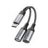 Adaptér Dudao L13C+ 2v1 USB-C - sivý Adaptér Dudao L13C+ 2v1 USB-C - sivý