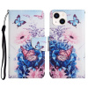 Peňaženkové 3D puzdro COLORED na iPhone 14 Plus – Fialový motýľ Peňaženkové 3D puzdro COLORED na iPhone 14 Plus – Fialový motýľ
