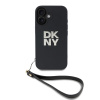 DKNY PU Leather Stack Logo Wrist Strap zadný kryt pre iPhone 16 Black DKNY PU Leather Stack Logo Wrist Strap zadný kryt pre iPhone 16 Black