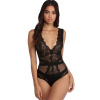 Dámské sexy body Black Scalloped Deep V Neck Lace Bodysuit Velikost: M (40-42) Dámské sexy body Black Scalloped Deep V Neck Lace Bodysuit Velikost: M (40-42)