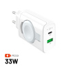 Nabíječka FIXED Power Socket s USB-A a USB-C výstupem a vyklápěcí nabíječkou pro Apple Watch, 33W, bílá, síťová Nabíječka FIXED Power Socket s USB-A a USB-C výstupem a vyklápěcí nabíječkou pro Apple Watch, 33W, bílá, síťová