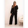 Polski Dámsky bavlnený komplet so širokými nohavicami a zipsovou mikinou čierny Polski Dámsky bavlnený komplet so širokými nohavicami a zipsovou mikinou čierny