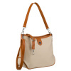 Praktická dámska kabelka z polyesteru a ekologickej kože vo farbe ecru, so zapínaním na zips - Peterson Praktická dámska kabelka z polyesteru a ekologickej kože vo farbe ecru, so zapínaním na zips - Peterson