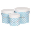 Clayre & Eef Sada 3ks modrých papierových krabíc s bodkami - Ø 19 * 17 cm / Ø 16 * 15 cm / Ø 12 * 12 cm - Clayre & Eef Clayre & Eef Sada 3ks modrých papierových krabíc s bodkami - Ø 19 * 17 cm / Ø 16 * 15 cm / Ø 12 * 12 cm - Clayre & Eef