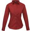 Premier | PR300, Popelínová blúzka s dl. rukávom, červená Burgundy, 8_XS Premier | PR300, Popelínová blúzka s dl. rukávom, červená Burgundy, 8_XS