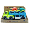 Bioplastový Truck - Prepravník a dve autíčka (žltá miešačka, zelený sklápač) 37 cm Bioplastový Truck - Prepravník a dve autíčka (žltá miešačka, zelený sklápač) 37 cm