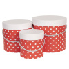 Clayre & Eef Sada 3ks červených papierových krabíc s bodkami - Ø 19 * 17 cm / Ø 16 * 15 cm / Ø 12 * 12 cm - Clayre & Eef Clayre & Eef Sada 3ks červených papierových krabíc s bodkami - Ø 19 * 17 cm / Ø 16 * 15 cm / Ø 12 * 12 cm - Clayre & Eef