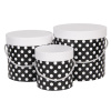 Clayre & Eef Sada 3ks čiernych papierových krabíc s bodkami - Ø 19 * 17 cm / Ø 16 * 15 cm / Ø 12 * 12 cm - Clayre & Eef Clayre & Eef Sada 3ks čiernych papierových krabíc s bodkami - Ø 19 * 17 cm / Ø 16 * 15 cm / Ø 12 * 12 cm - Clayre & Eef