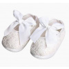 Sandálky saténové biele zdobené mašľou, veľ. 6-12 mesiacov (dĺžka podrážky 11,5 cm) Sandálky saténové biele zdobené mašľou, veľ. 6-12 mesiacov (dĺžka podrážky 11,5 cm)