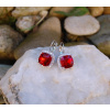Náušnice červené strieborné brúsené sklo Náušnice červené strieborné brúsené sklo