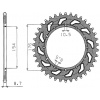 oceľová rozeta SUN1-5695-43, SUNSTAR (43 zubov) HONDA VFR 750 F, VFR 800 oceľová rozeta SUN1-5695-43, SUNSTAR (43 zubov) HONDA VFR 750 F, VFR 800