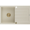 Mexen Bruno žulový kuchynský drez 1-komorový s odkvapkávačom 795 x 495 mm, béžový, sifón zlatý - 6513791010-69-G Mexen Bruno žulový kuchynský drez 1-komorový s odkvapkávačom 795 x 495 mm, béžový, sifón zlatý - 6513791010-69-G