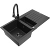 Mexen Matias granitový drez 1,5-komorový s odkvapkávačom a kuchynskou batériou Elia, čierny/strieborný Mexen Matias granitový drez 1,5-komorový s odkvapkávačom a kuchynskou batériou Elia, čierny/strieborný