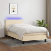 vidaXL Posteľ boxsping s matracom a LED krémová 90x200 cm látka vidaXL Posteľ boxsping s matracom a LED krémová 90x200 cm látka