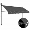 zahrada-XL Ručne zaťahovacia markíza s LED 400 cm, antracitová 145868 zahrada-XL Ručne zaťahovacia markíza s LED 400 cm, antracitová 145868