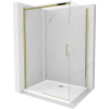 Mexen Omega, sprchovací kút s posuvnými dverami 130 (dvere) x 80 (stena) cm, 8mm číre sklo, zlatý profil + slim sprchová vanička 5cm, 825-130-080-50-00-4010 Mexen Omega, sprchovací kút s posuvnými dverami 130 (dvere) x 80 (stena) cm, 8mm číre sklo, zlatý profil + slim sprchová vanička 5cm, 825-130-080-50-00-4010
