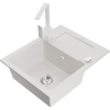 Mexen Enzo, granitový drez 576x465x174 mm, 1-komorový a biela batéria Rita, biela, 6506-20-670300-20 Mexen Enzo, granitový drez 576x465x174 mm, 1-komorový a biela batéria Rita, biela, 6506-20-670300-20