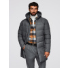 Ombre Men's long quilted jacket with hood - grey čierna | biela | šedá | hnedá | oranžová | viacfarená M Ombre 5907064530717 Ombre Men's long quilted jacket with hood - grey čierna | biela | šedá | hnedá | oranžová | viacfarená M Ombre 5907064530717