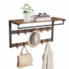 Nástenný vešiak, kovový Vasagle, čierny, retro drevo, odtiene hnedej Nástenný vešiak, kovový Vasagle, čierny, retro drevo, odtiene hnedej