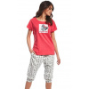Dámske pyžamo Yorkshire terrier Poďme na prechádzku XL Ružová / biela Kapri - Trojštvrťové Dámske pyžamo Yorkshire terrier Poďme na prechádzku XL Ružová / biela Kapri - Trojštvrťové