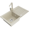 Mexen Pablo, granitový drez 752x436x161 mm, 1-komorový a béžová batéria Rita, béžová, 6510-69-670300-69 Mexen Pablo, granitový drez 752x436x161 mm, 1-komorový a béžová batéria Rita, béžová, 6510-69-670300-69