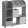 Detská knižnica, detská polica na hračky a knihy s 2 boxmi, 30 x 93 x 100 cm, sivá Detská knižnica, detská polica na hračky a knihy s 2 boxmi, 30 x 93 x 100 cm, sivá