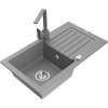 Mexen Pablo, granitový drez 752x436x161 mm, 1-komorový a šedá batéria Rita, šedá, 6510-71-670300-71 Mexen Pablo, granitový drez 752x436x161 mm, 1-komorový a šedá batéria Rita, šedá, 6510-71-670300-71