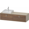 DURAVIT White Tulip závesná skrinka pod umývadlo na dosku (umývadlo vľavo), 2 zásuvky, 1600 x 550 x 408 mm, americký orech masív/taupe matná, WT4890L77600000 DURAVIT White Tulip závesná skrinka pod umývadlo na dosku (umývadlo vľavo), 2 zásuvky, 1600 x 550 x 408 mm, americký orech masív/taupe matná, WT4890L77600000