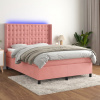 Box spring postel s matrací a LED růžová 140x190 cm samet Růžová 3139804 Box spring postel s matrací a LED růžová 140x190 cm samet Růžová 3139804