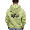 Alpha Industries LOGO BP Hoody pánska mikina arctic lime Veľkosť: XL, Farba: žltá Alpha Industries LOGO BP Hoody pánska mikina arctic lime Veľkosť: XL, Farba: žltá