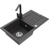 Mexen Pablo, granitový drez 752x436x161 mm, 1-komorový a čierna škvrnitá batéria Rita, čierna škvrnitá, 6510-76-670300-76 Mexen Pablo, granitový drez 752x436x161 mm, 1-komorový a čierna škvrnitá batéria Rita, čierna škvrnitá, 6510-76-670300-76