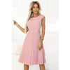 Numoco LILA Klasické riasené šaty s krátkym rukávom a opaskom - púdrové ružové 311-19 Farba: Ružová, Veľkosť: L Numoco LILA Klasické riasené šaty s krátkym rukávom a opaskom - púdrové ružové 311-19 Farba: Ružová, Veľkosť: L