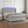 zahrada-XL Posteľ boxsping s matracom a LED bledosivá 180x200 cm látka 3139133 zahrada-XL Posteľ boxsping s matracom a LED bledosivá 180x200 cm látka 3139133