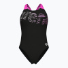Dámske jednodielne plavky arena Flowing V Back black/shocking pink Dámske jednodielne plavky arena Flowing V Back black/shocking pink