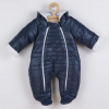 Zimná dojčenská kombinéza s kapucňou a uškami New Baby Pumi blue
