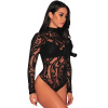 Dámské Body Black Sheer Mesh Print Long Sleeves Bodysuit Velikost: M (40-42) Dámské Body Black Sheer Mesh Print Long Sleeves Bodysuit Velikost: M (40-42)