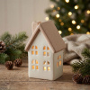 Vianočný svietnik domček na čajovú sviečku porcelánový ALTOM DESIGN 13 cm bielo-béžový Vianočný svietnik domček na čajovú sviečku porcelánový ALTOM DESIGN 13 cm bielo-béžový