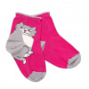 Baby Nellys Bavlnené ponožky Kocúr - malinové, veľ. 122/128 Baby Nellys Bavlnené ponožky Kocúr - malinové, veľ. 122/128