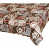 Bellatex Ubrus EMA, Káva hnědá, červená - 100x100 cm Bellatex Ubrus EMA, Káva hnědá, červená - 100x100 cm