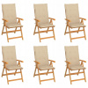 Záhradné stoličky, 6 ks, béžové vankúše, teakov drevo Záhradné stoličky, 6 ks, béžové vankúše, teakov drevo