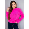 Dámsky detský sveter z alpaky s dlhými rukávmi neónovo ružovej farby UNI Dámsky detský sveter z alpaky s dlhými rukávmi neónovo ružovej farby UNI