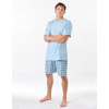 GINA Pánske krátke pyžamo z bavlny | 79188P - nezábudková biela, L GINA Pánske krátke pyžamo z bavlny | 79188P - nezábudková biela, L