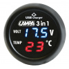 Voltmeter s USB nabíjačkou a teplomerom Voltmeter s USB nabíjačkou a teplomerom