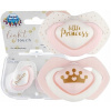 Canpol Babies sada 2 ks symetrických silikon cumlíkov+Little princess ružová Canpol Babies sada 2 ks symetrických silikon cumlíkov+Little princess ružová