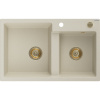 Mexen Tomas granitový drez 2-komorový 800 x 500 mm, béžový, zlatý sifón - 6516802000-69-G Mexen Tomas granitový drez 2-komorový 800 x 500 mm, béžový, zlatý sifón - 6516802000-69-G