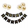 Girlanda ČIERNO-ZLATÁ balóny Nápis Zlatý BANNER HAPPY BIRTHDAY NARODENINY Girlanda ČIERNO-ZLATÁ balóny Nápis Zlatý BANNER HAPPY BIRTHDAY NARODENINY