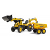 Falk Šliapací traktor 2086W Komatsu s bagrom a Maxi vyklápacím prívesom - žltý Falk Šliapací traktor 2086W Komatsu s bagrom a Maxi vyklápacím prívesom - žltý