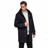 Ombre pánsky kabát čierny klasický do polovice stehna OM-COLC-0144 veľkosť XL Ombre pánsky kabát čierny klasický do polovice stehna OM-COLC-0144 veľkosť XL
